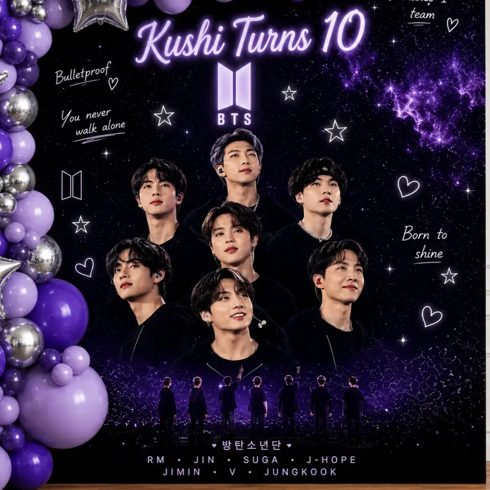 BTS Birthday Decoration at Home with 180 balloon for backdrop decoration — photo 2