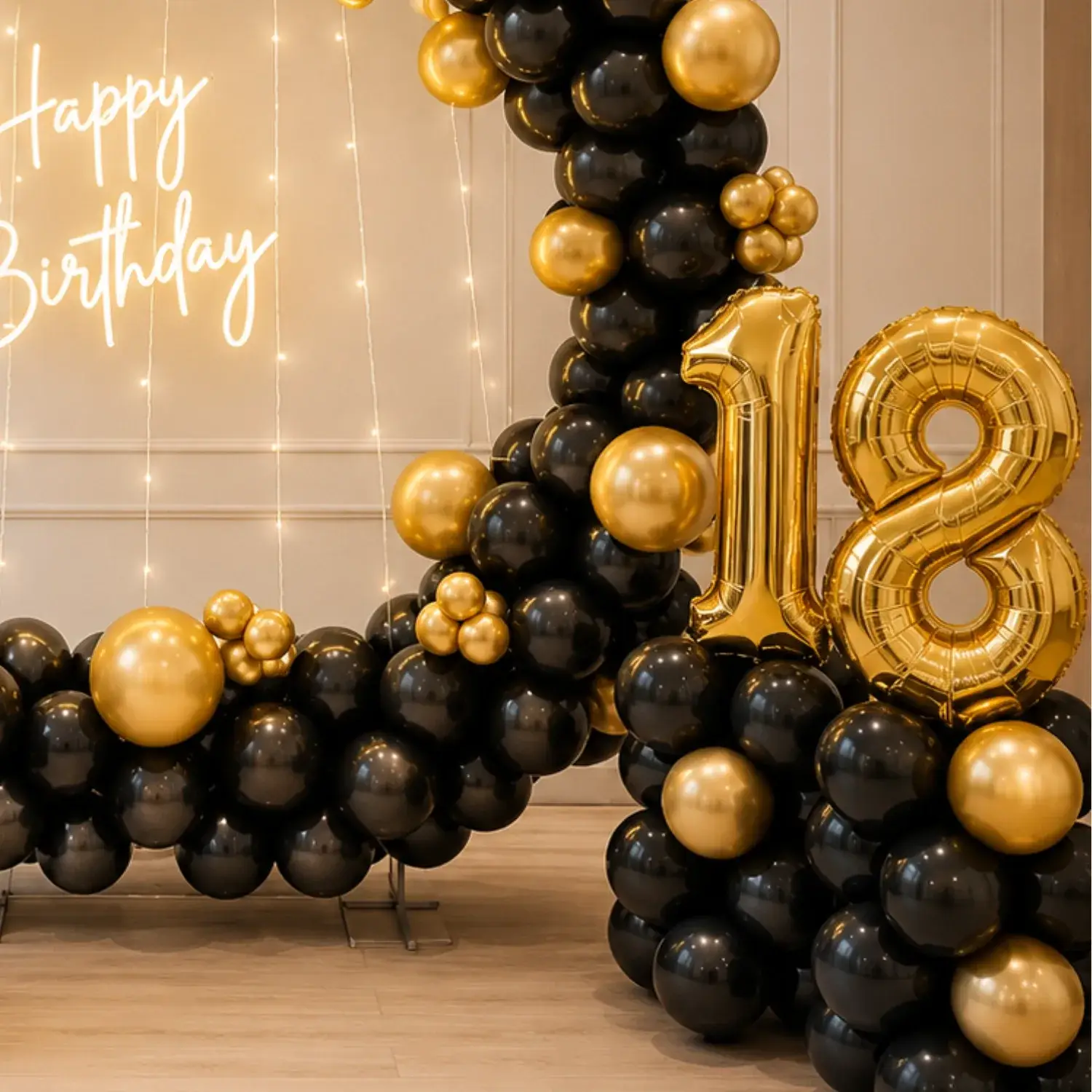 18th Birthday Ring Decoration for Premium with ring backdrop with happy birthday neon light — photo 2