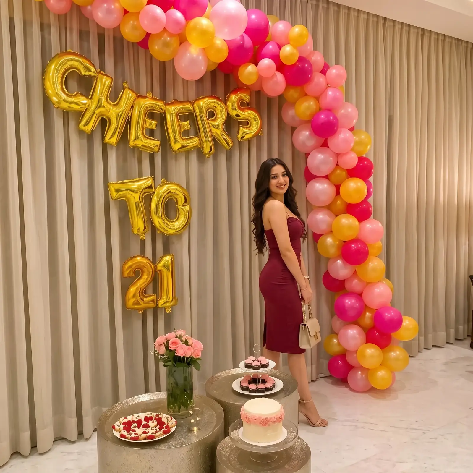 21st Birthday Balloon Arch Decoration with cheers to foil balloon — photo 2