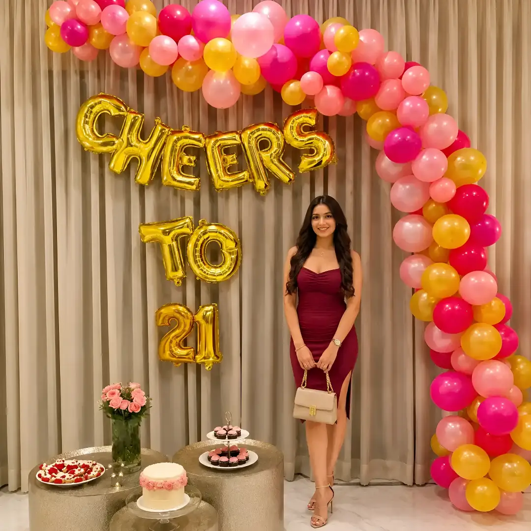 21st Birthday Balloon Arch Decoration