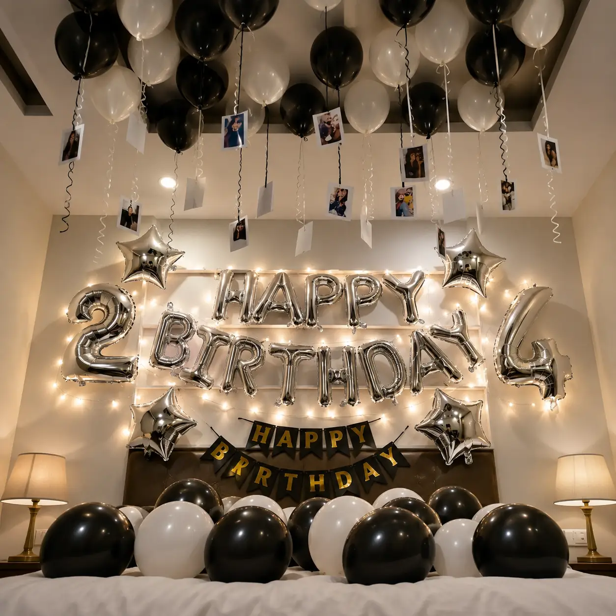 Black Silver Room Decoration with happy birthday letter foil — photo 3