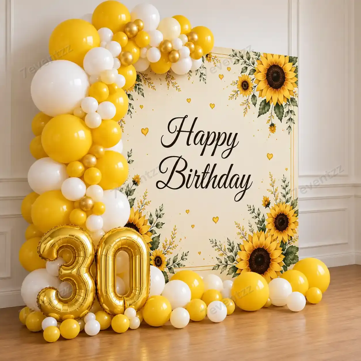 Elegant Sunflower Birthday Decoration with 200 balloons for arch decoration — photo 2