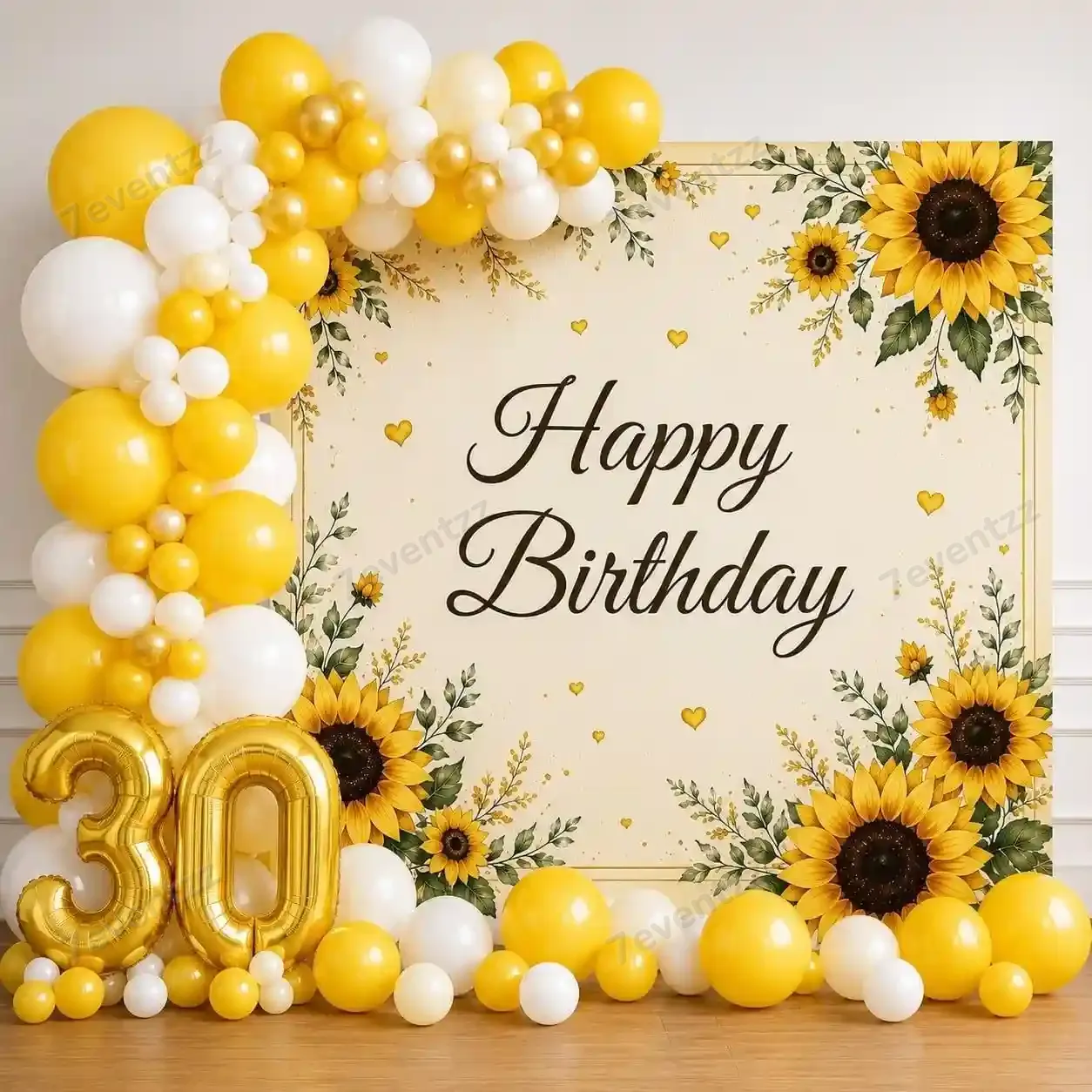 Elegant Sunflower Birthday Decoration with 200 balloons for arch decoration