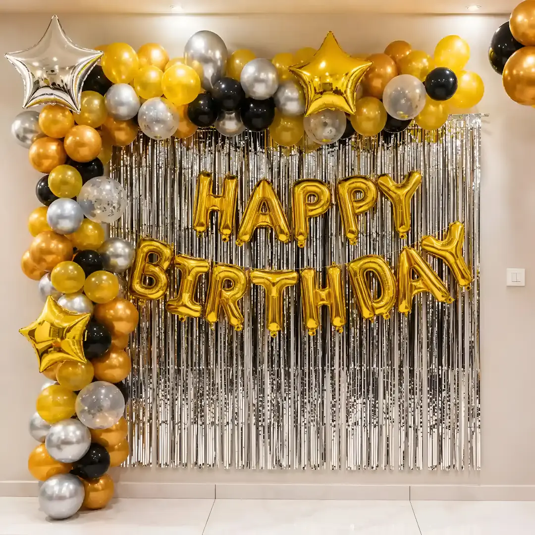 Gold Black Balloon Arch