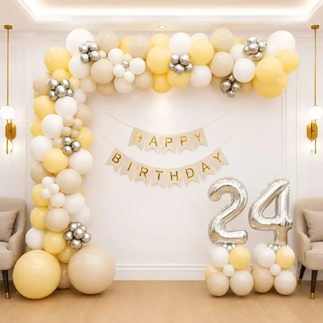 Minimalist Birthday Decoration with Pastel Balloons