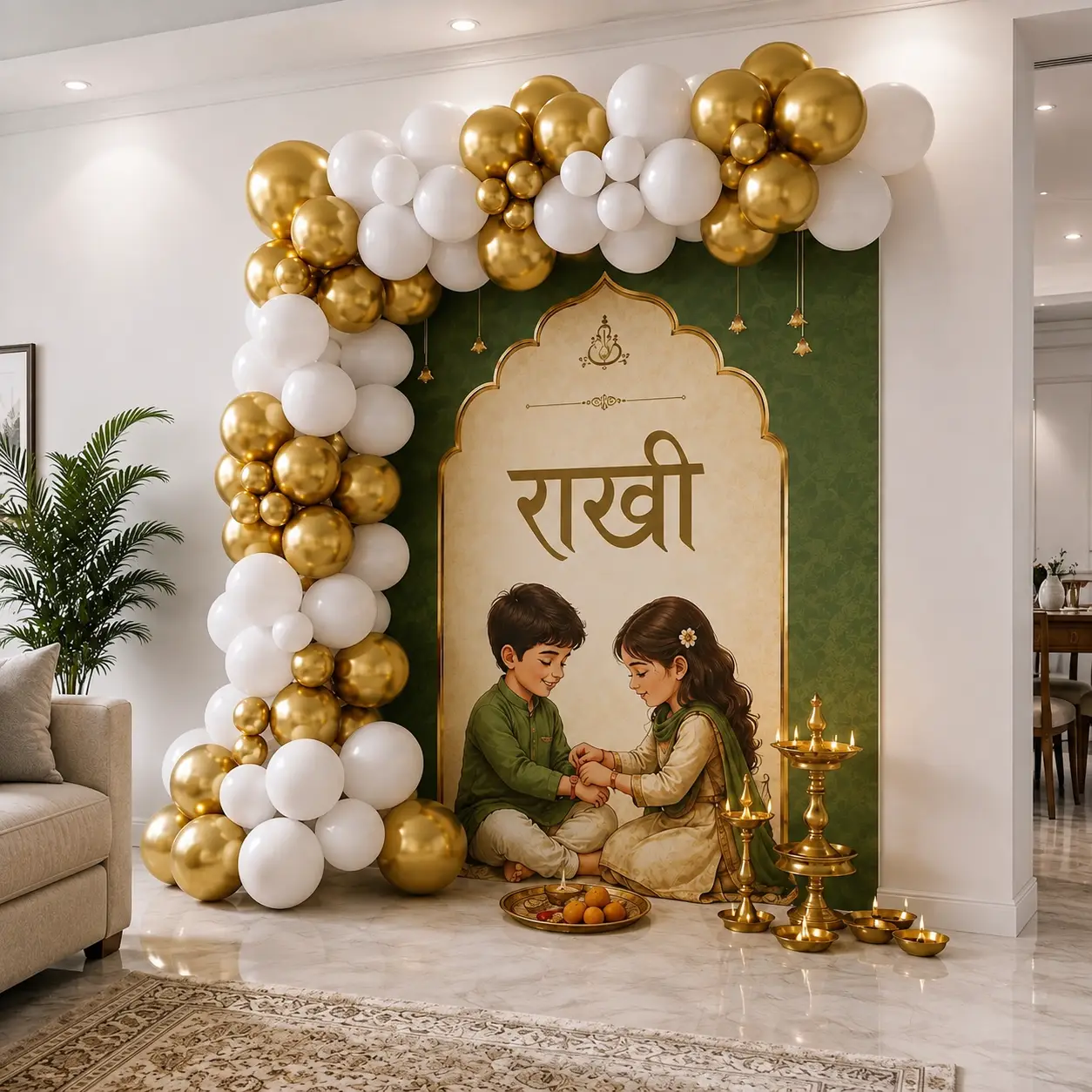 Rakhi Special Balloon Backdrop Decoration with customized flex backdrop — photo 2