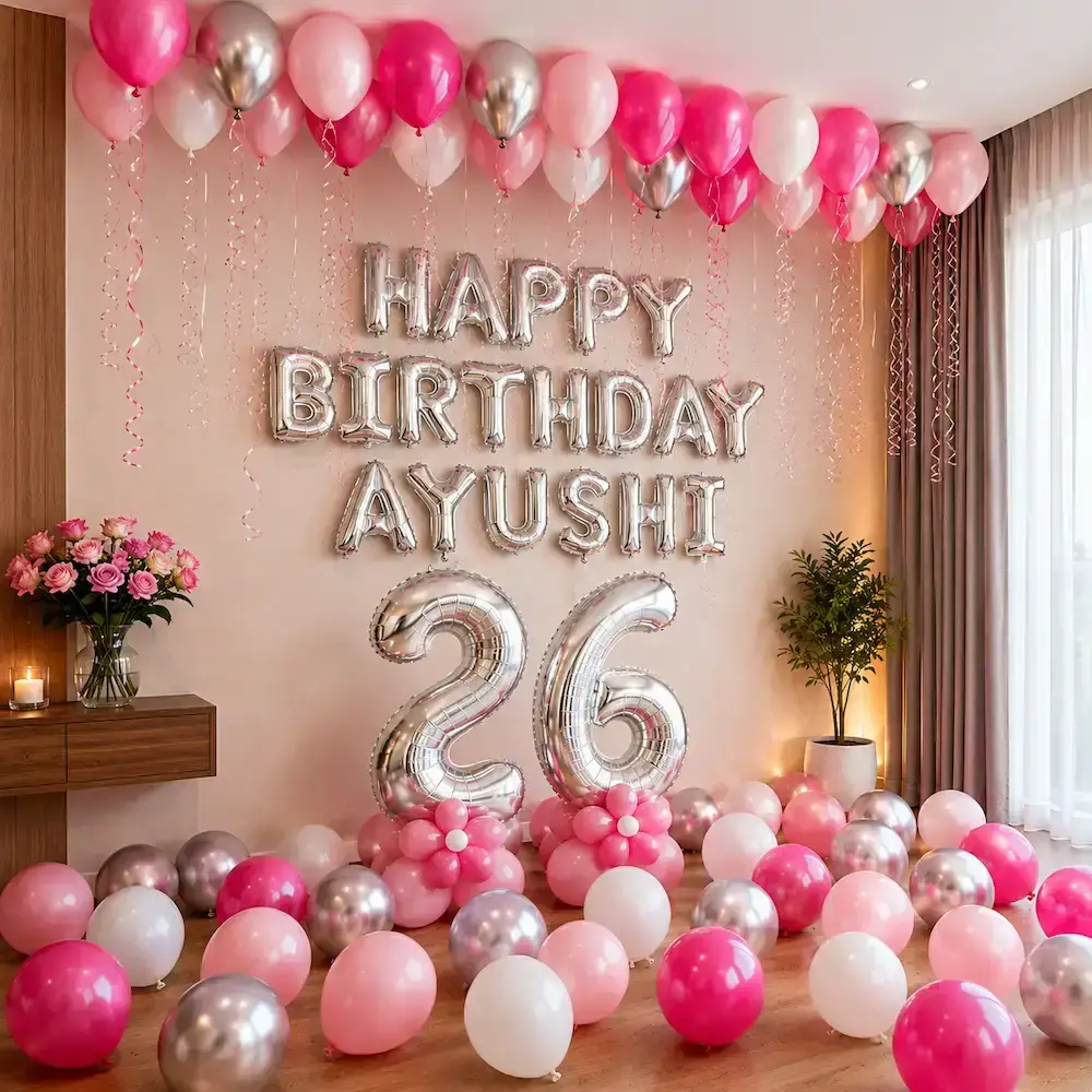 Simple Birthday Decoration at Home with happy birthday foil balloon — photo 2