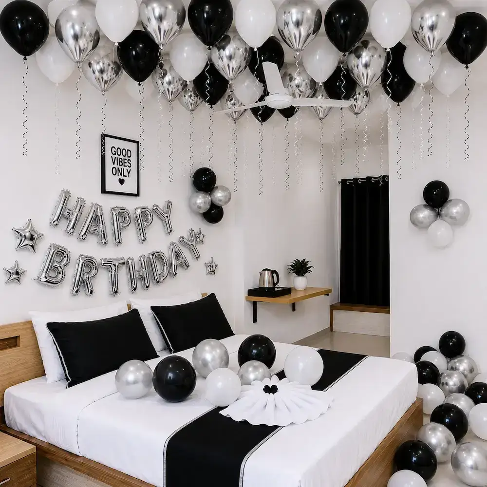 Simple Black and white Birthday Decoration