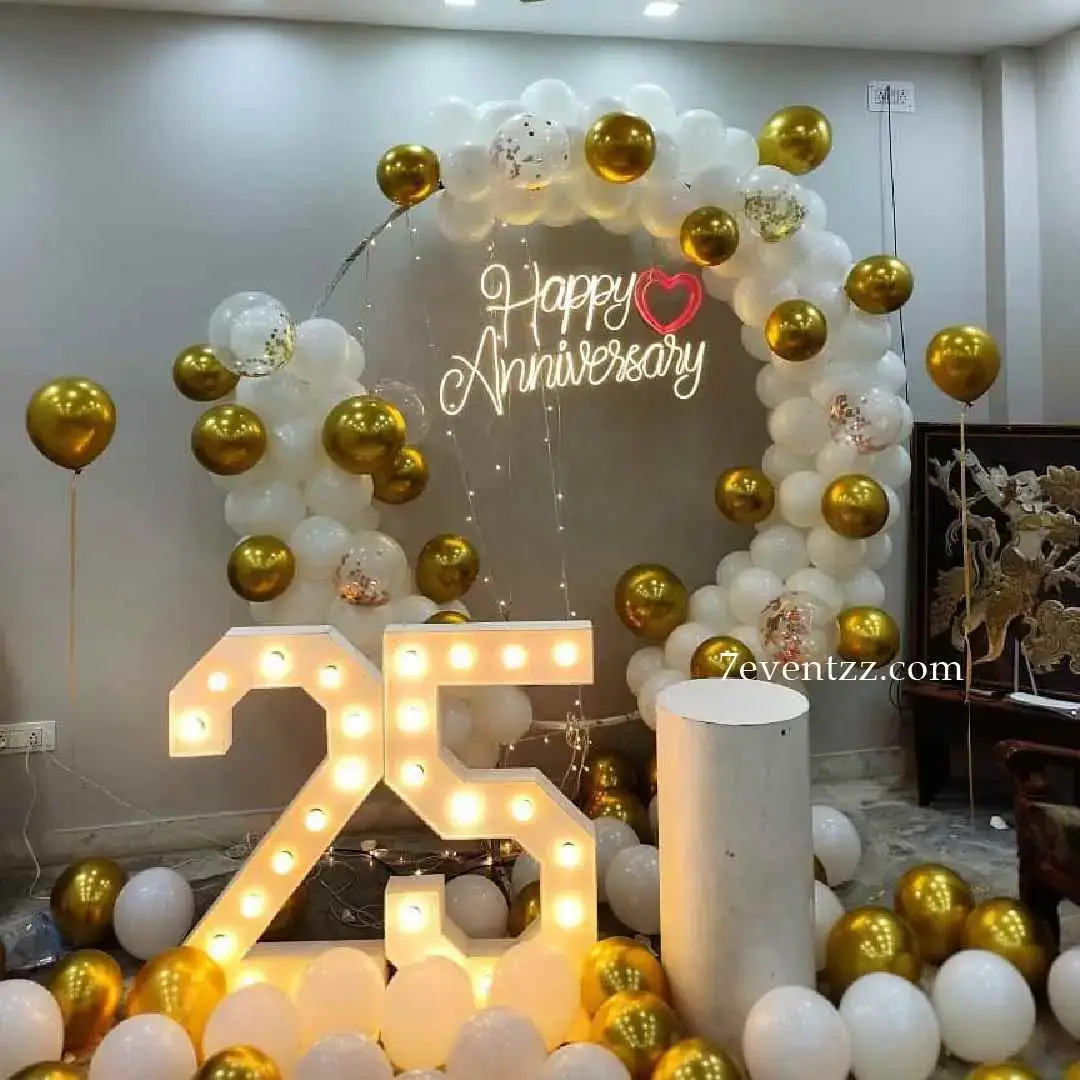 25th Anniversary Ring Decor with happy anniversary neon light — photo 2