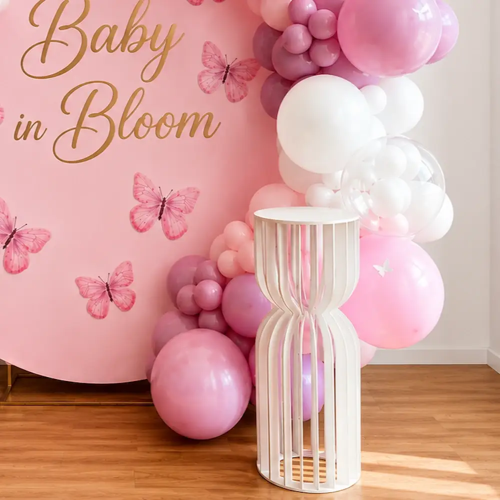 Baby in Bloom Backdrop Decoration for Baby Shower with customized backdrop on ring — photo 2
