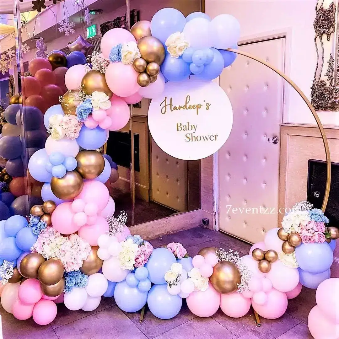 Baby Shower Blue Pink Theme with customized board on ring — photo 2