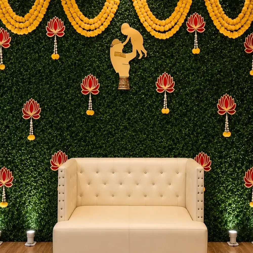 Baby Shower Flower Decoration with green backdrop (8*8 feet) — photo 2
