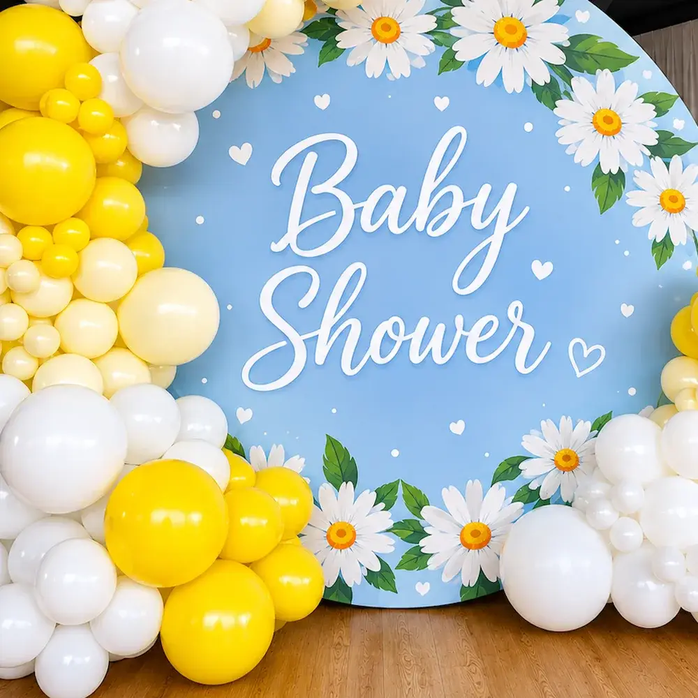 Elegant Baby Shower Decoration with customized backdrop on ring — photo 3