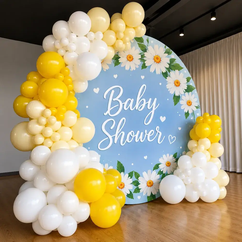 Elegant Baby Shower Decoration with customized backdrop on ring — photo 2
