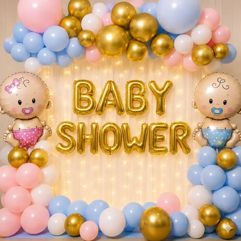 Mom To Be Baby Shower Decoration with 60 balloons on top — photo 2
