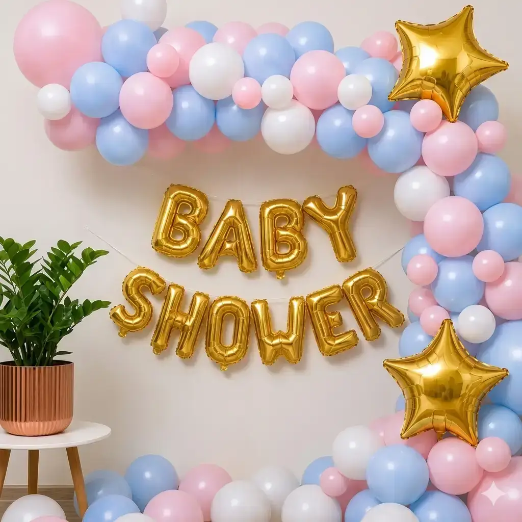 Simple Baby Shower Wall Decoration with baby shower foil — photo 2