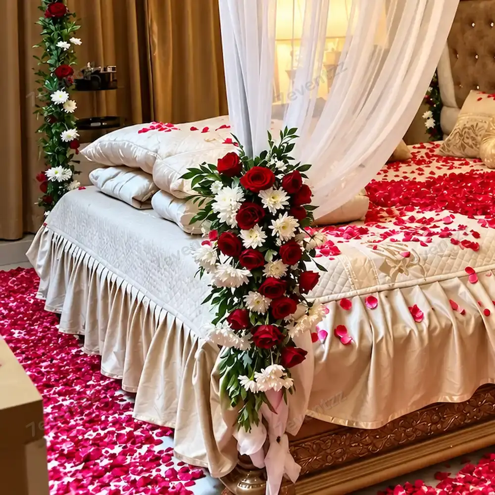 Beautiful Rose Bed Decoration for First Night with flower border decoration — photo 3