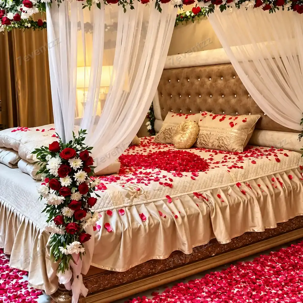 Beautiful Rose Bed Decoration for First Night with flower border decoration — photo 2