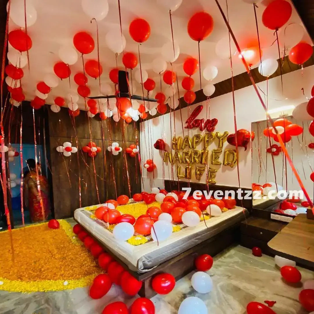 Room Flower Decoration for First Night with happy married life letter foil — photo 2