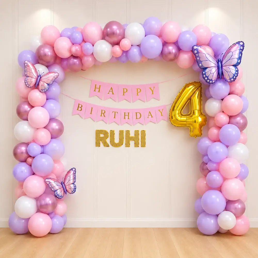 Butterfly Birthday Balloon Decoration at Home