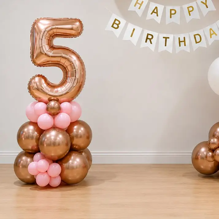 5th Birthday Party Balloon Decoration for Kids Theme with 180 balloons arch on wall — photo 2