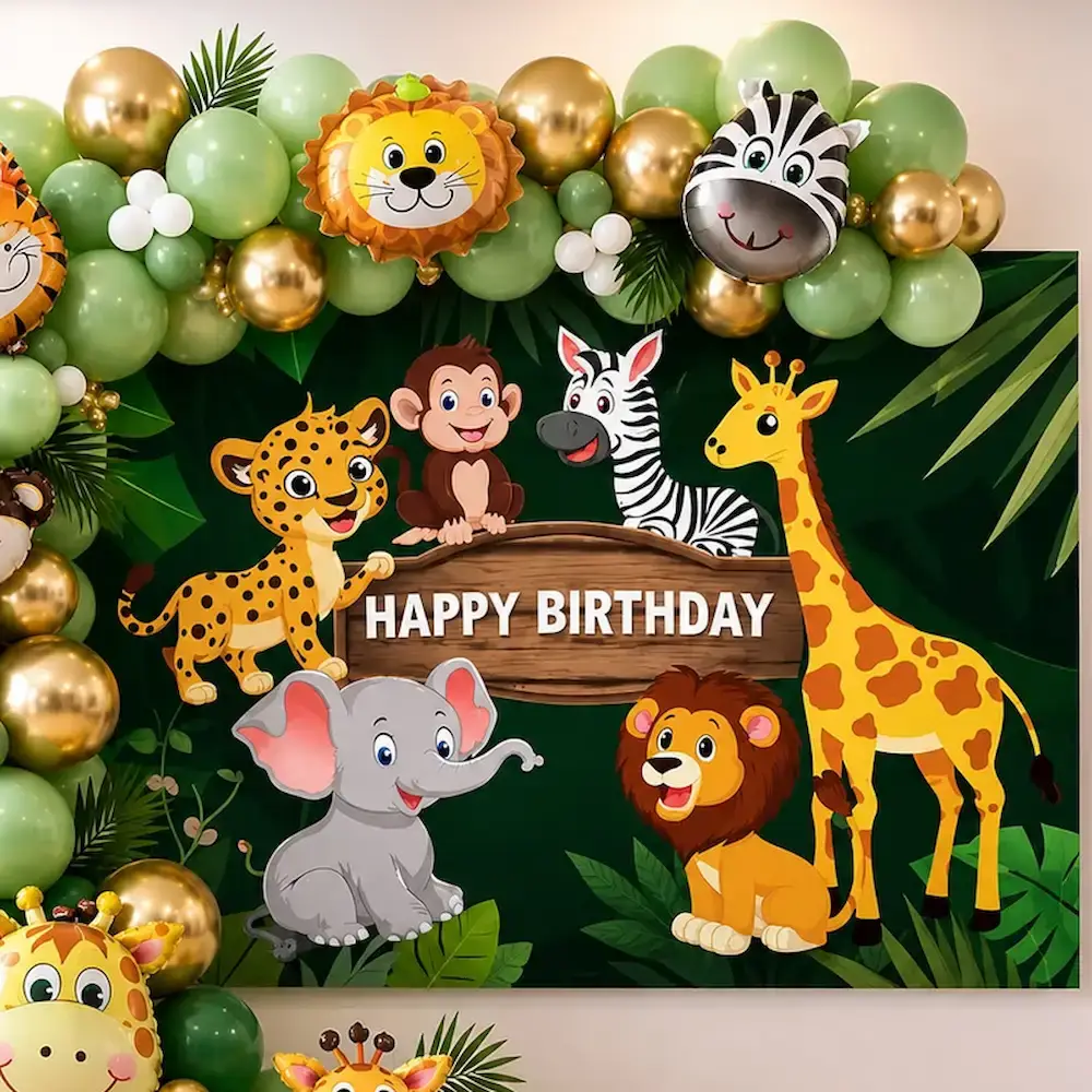 Jungle Theme Birthday Balloon Decoration for Kids Theme with 200 balloons arch — photo 2