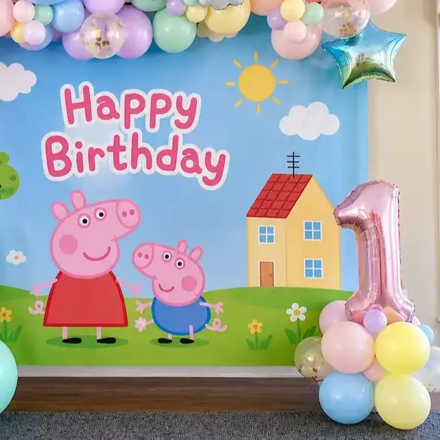 Peppa Pig Theme Birthday Decoration for Kids Theme with 180 balloon for backdrop decoration — photo 3