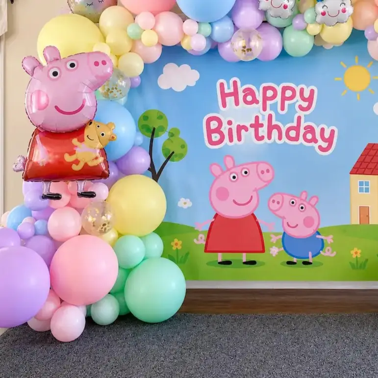Peppa Pig Theme Birthday Decoration for Kids Theme with 180 balloon for backdrop decoration — photo 2