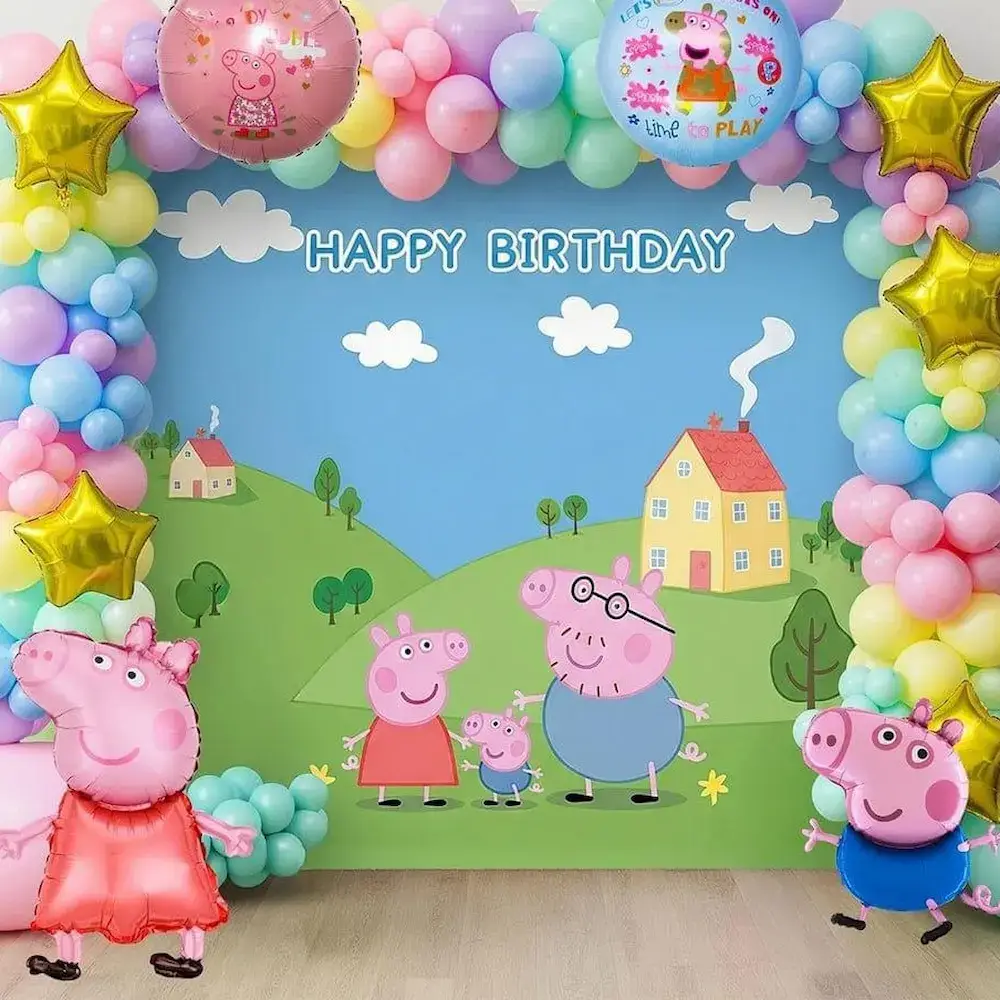 Peppa Pig Balloon Arch Decoration for Kids Theme with 180 balloon for backdrop decoration — photo 2