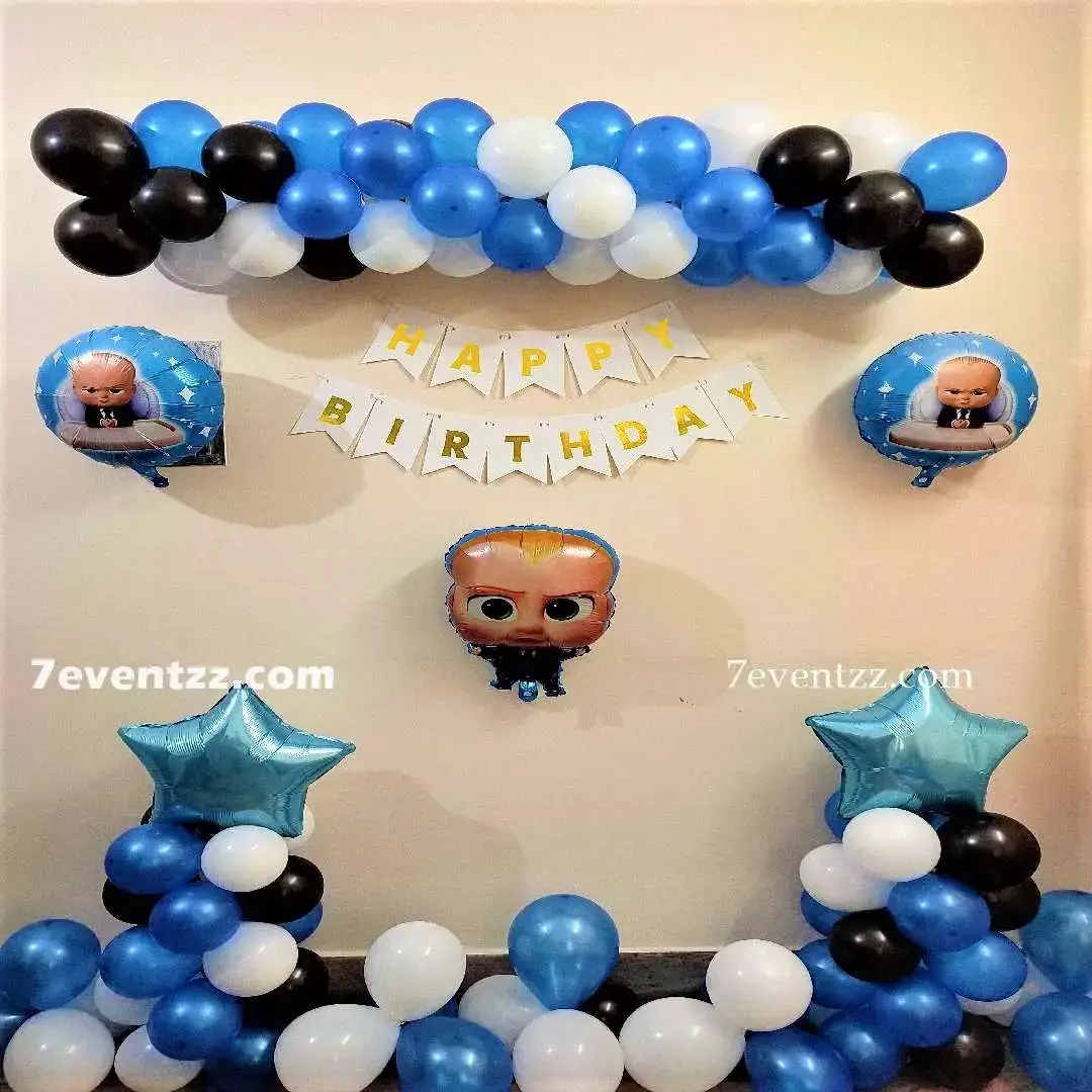 Boss Baby Birthday Decoration for Kids Theme with wall décor of 50 metallic balloons — photo 2