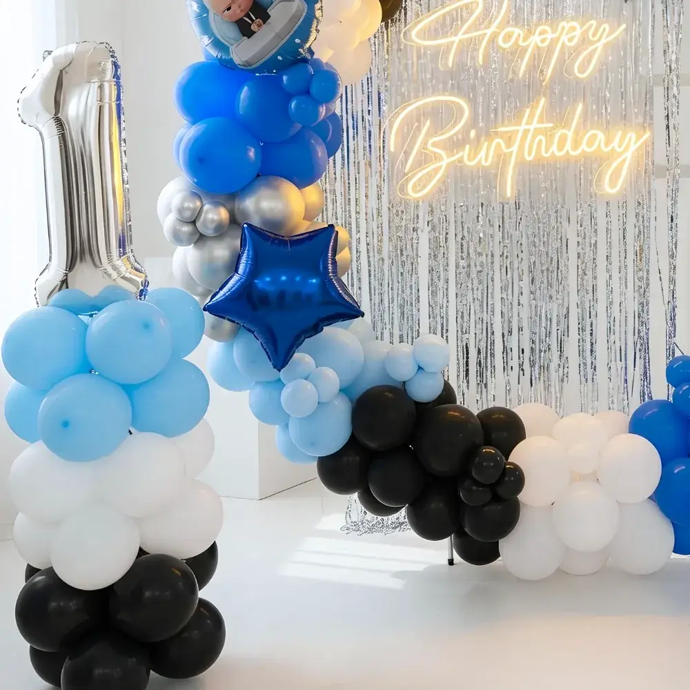 Boss Baby Ring Kids Theme decoration with round stand with happy birthday neon light — photo 2