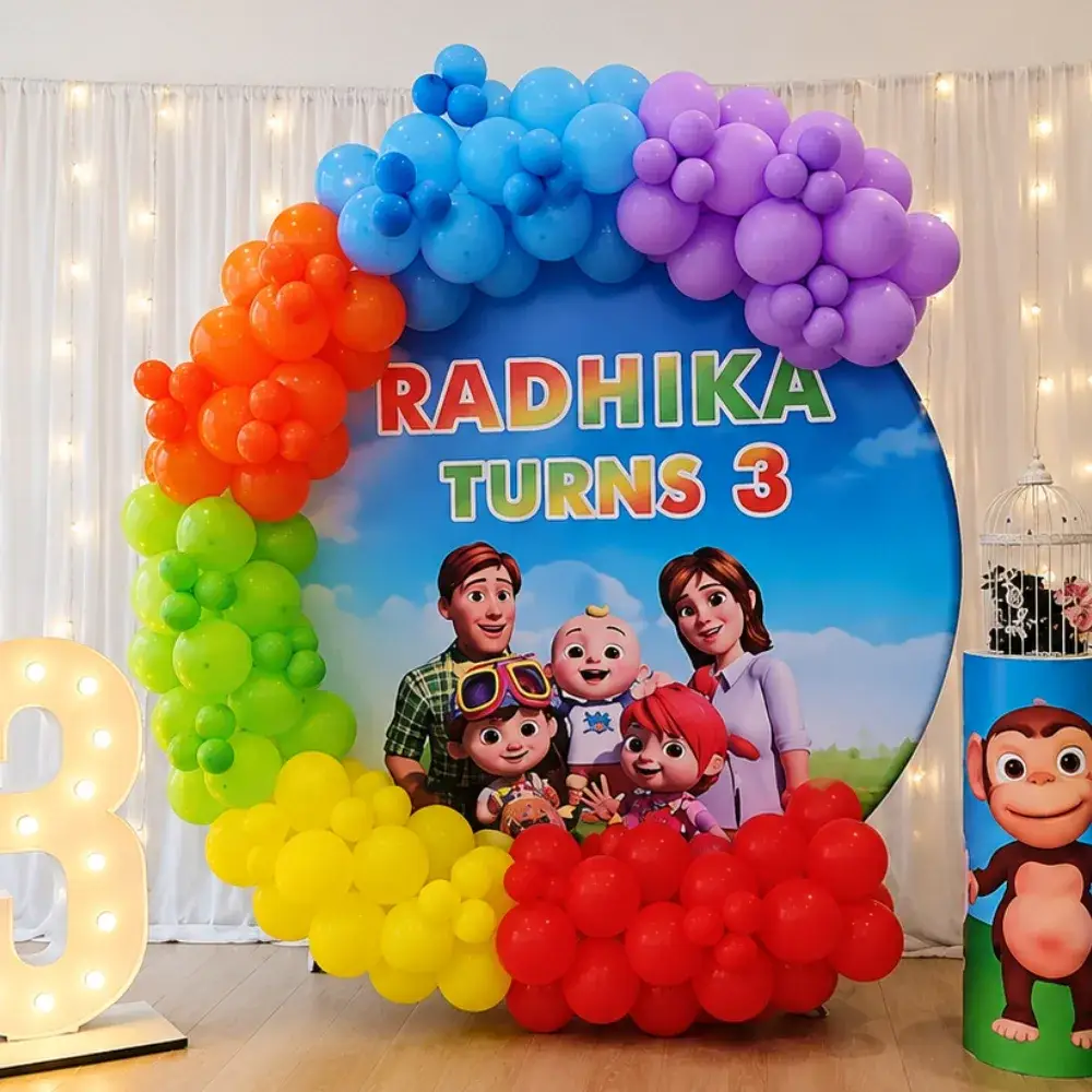 Cocomelon Theme Home Decoration for Kids Theme with customized backdrop (7*7 feet) — photo 2