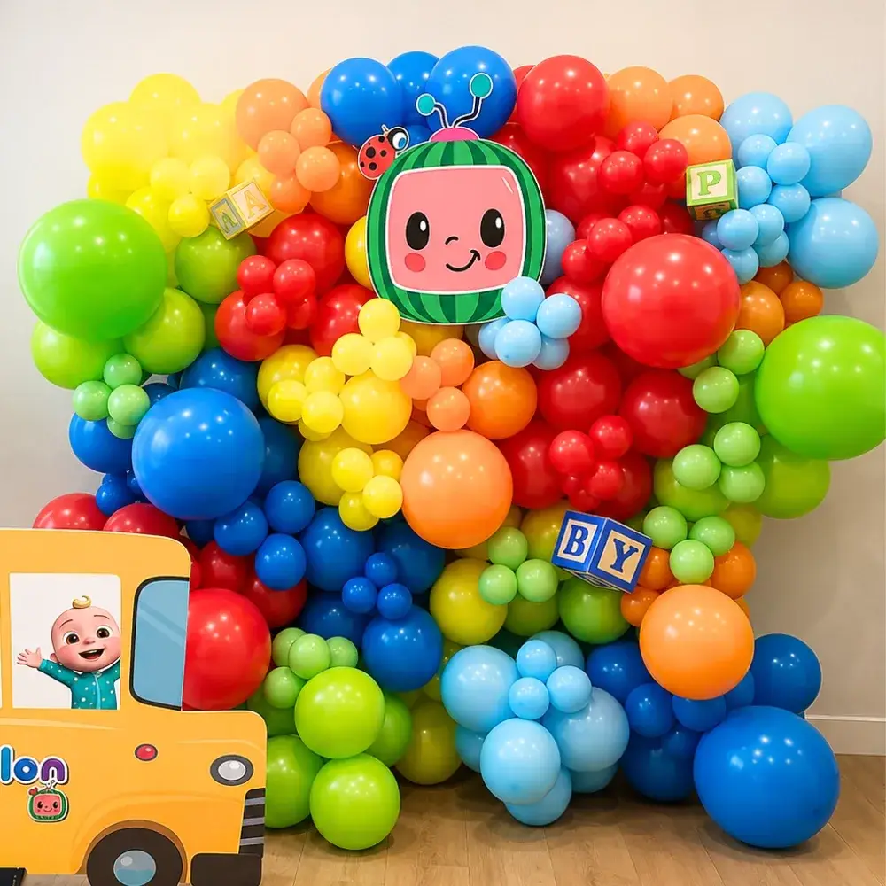 Cocomelon Wall Decor for Kids Theme with balloon wall of 400 metallic balloons — photo 2