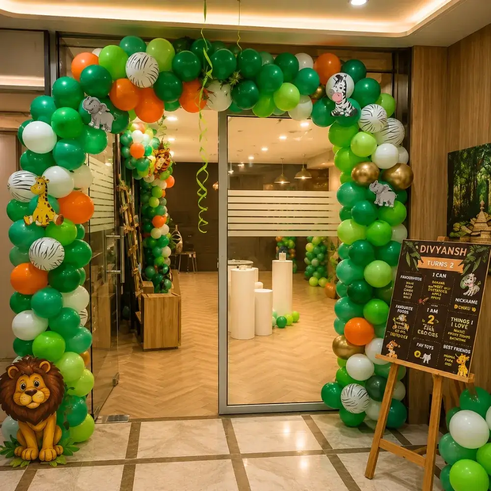 Customized Jungle Theme Setup Stage decoration with customized backdrop with stand (8*8 feet) — photo 2