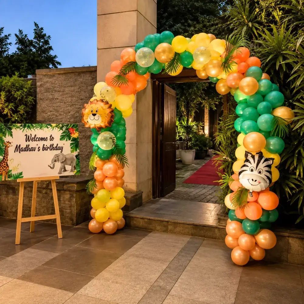 Jungle Theme Stage Setup with customized backdrop with stand (8 feet height*10 feet width) — photo 2