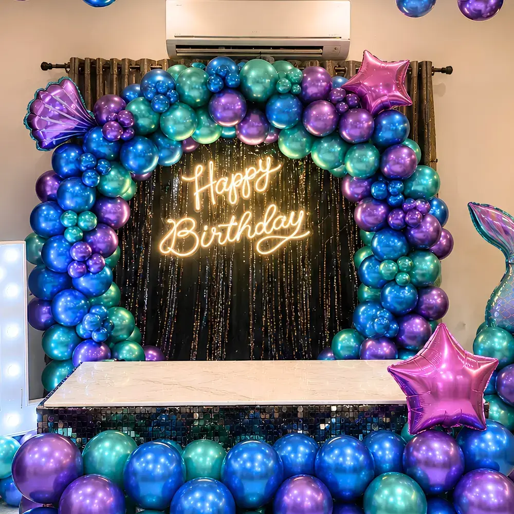 Mermaid Theme Balloon Decor for Kids Theme with ring backdrop (7*7 feet) — photo 2