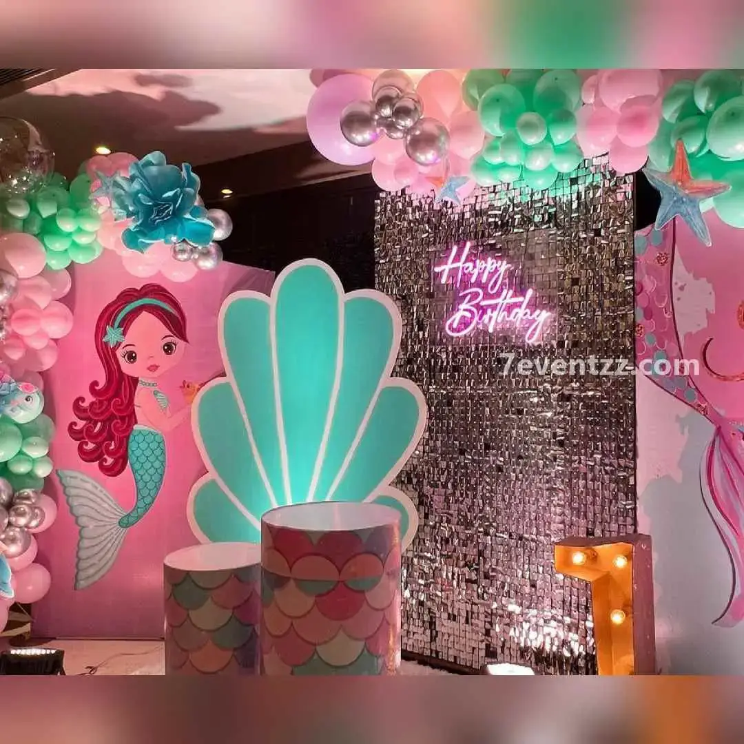 Mermaid Theme Stage Decoration with sequence backdrop with stand (4*8 feet) — photo 4