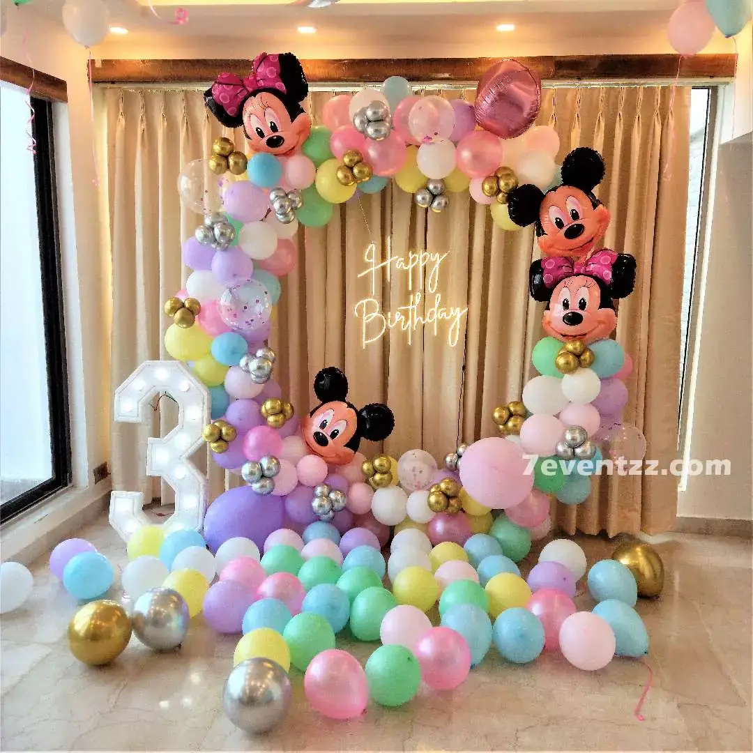 Mickey-minnie Ring Decoration for Kids Theme with happy birthday neon light — photo 2