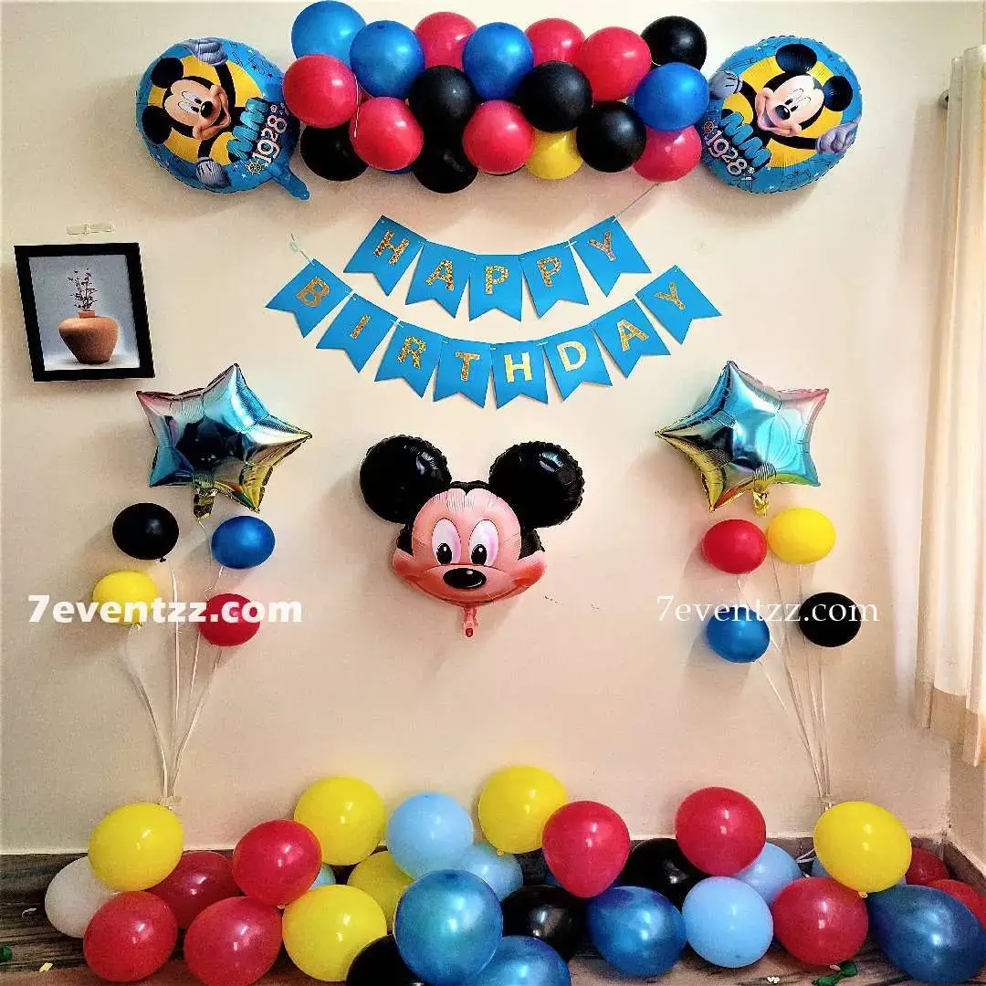 Mickey Theme Decoration for Kids Theme with wall decor of 60 metallic balloons — photo 2