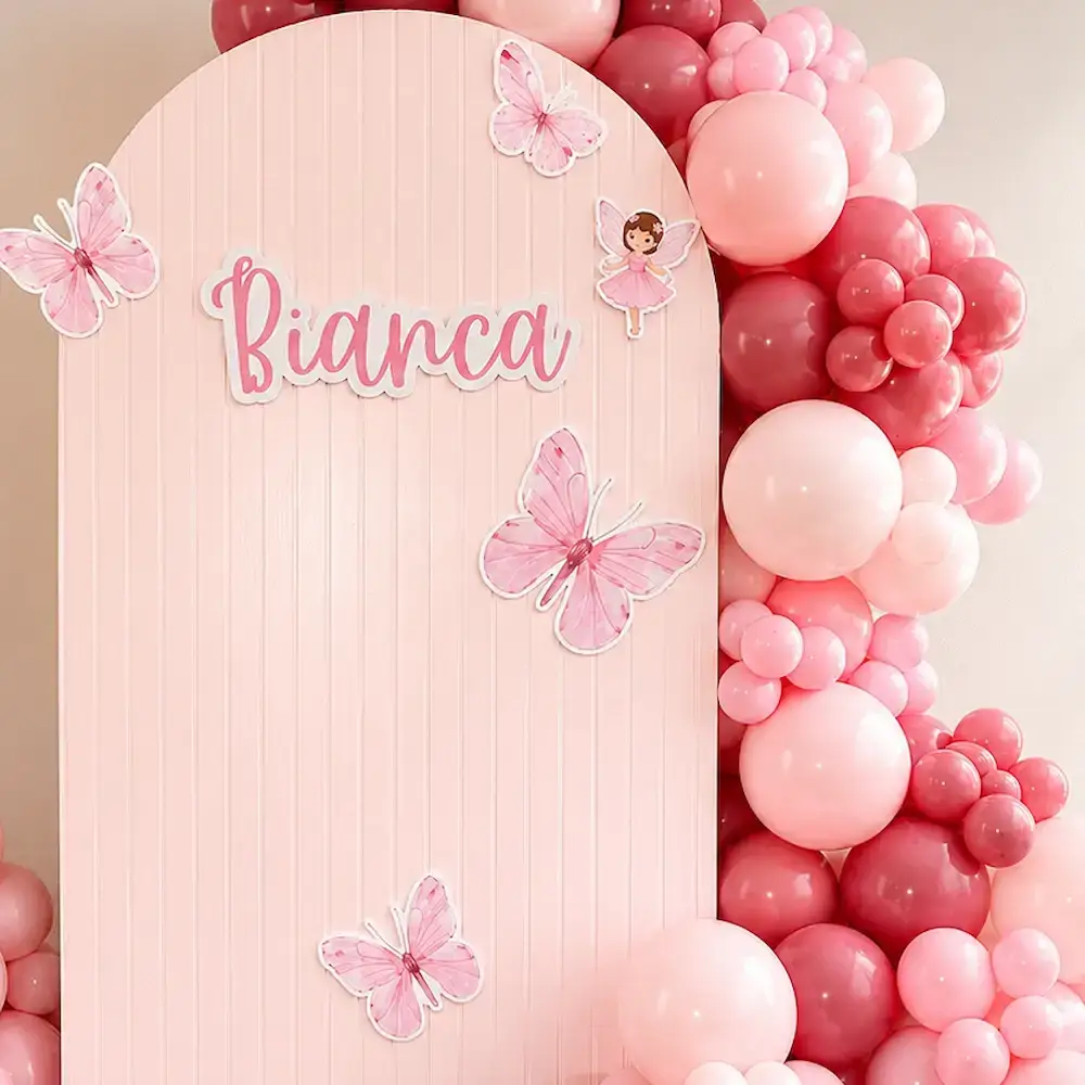 Pink Butterfly Theme Birthday Decoration for Kids Theme with customized backdrop — photo 2