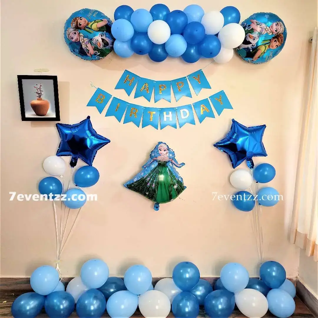 Simple Frozen Theme Decor for Kids Theme with wall décor of 60 metallic balloons — photo 2