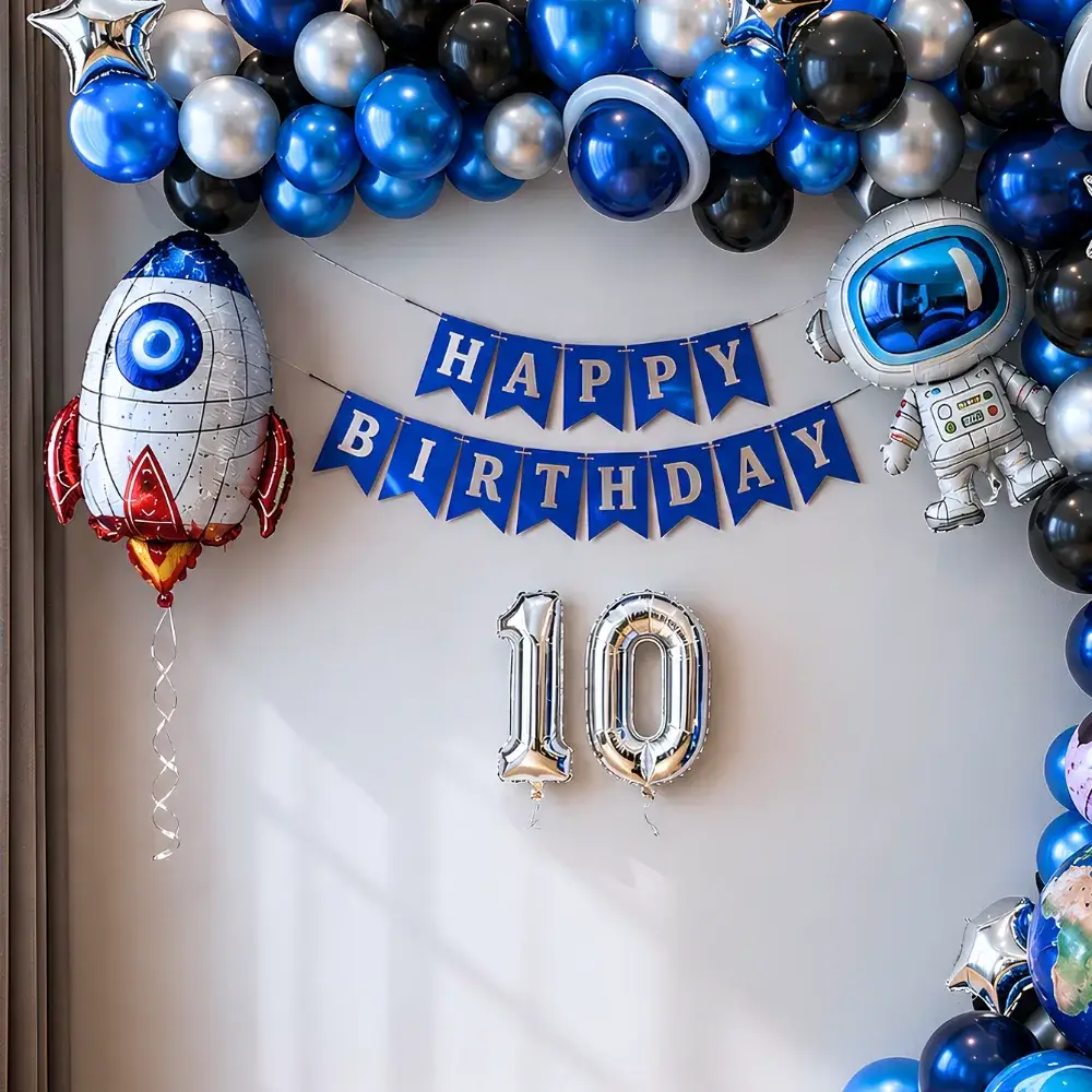 Simple Space Theme Decoration for Kids Theme with balloon arch of 170 balloons — photo 2