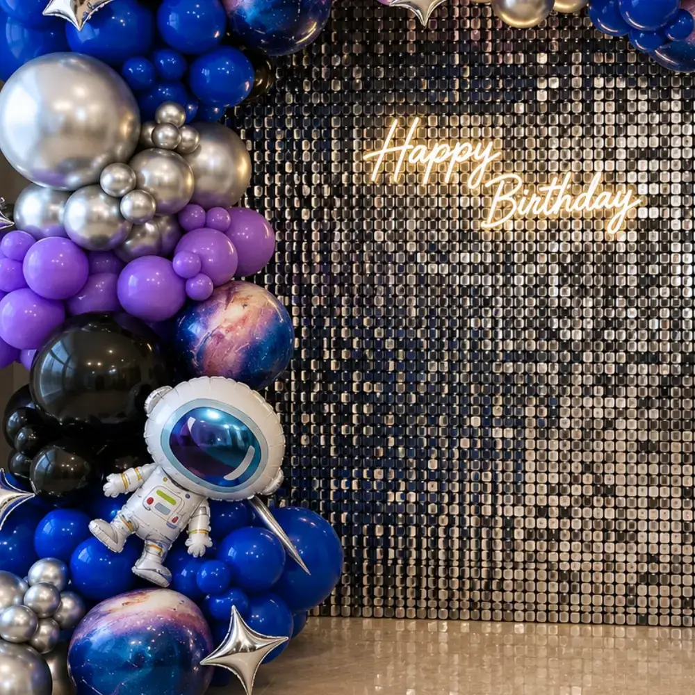 Space Theme Sequins Decoration for Kids Theme with sequence backdrop (8*8 feet) — photo 2