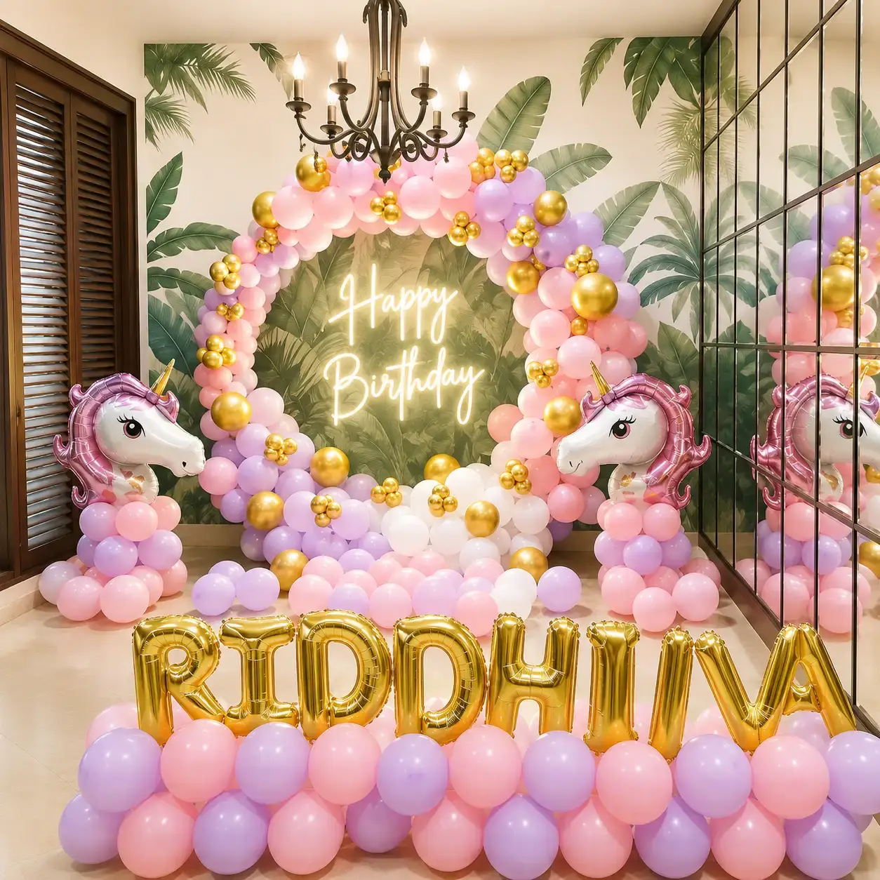 Unicorn Home Decoration for Kids Theme with ring backdrop (7*7 feet) — photo 2