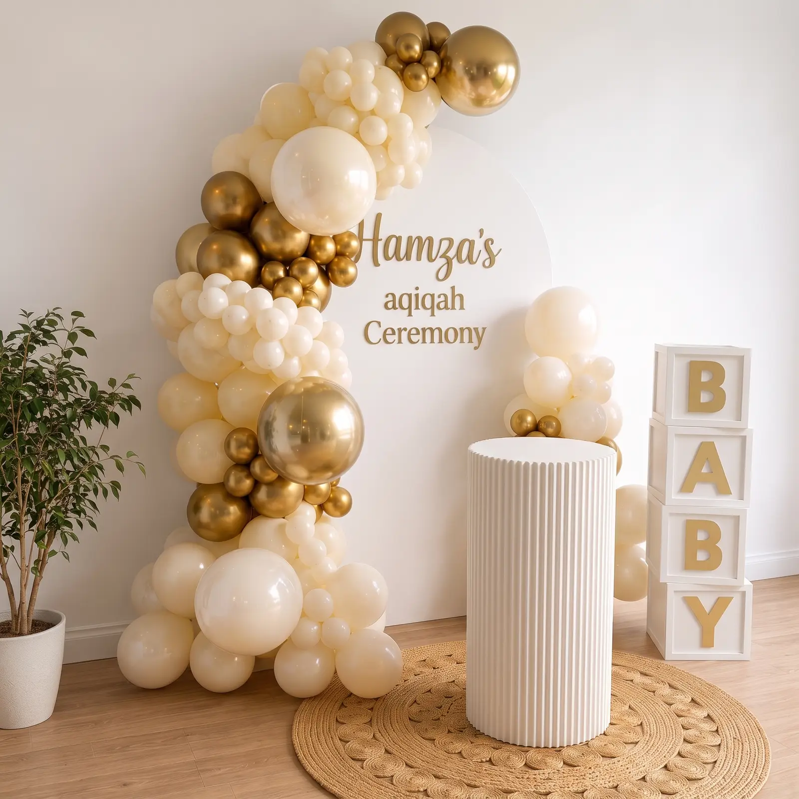Premium Aqiqah Ceremony Decoration with customized backdrop with stand — photo 2