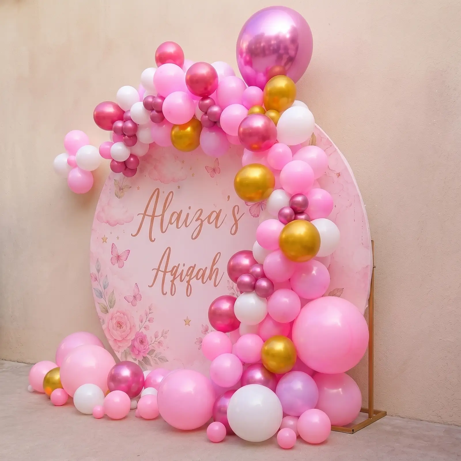 Aqiqah Ceremony Ring Backdrop Decoration with customized ring backdrop with stand — photo 3