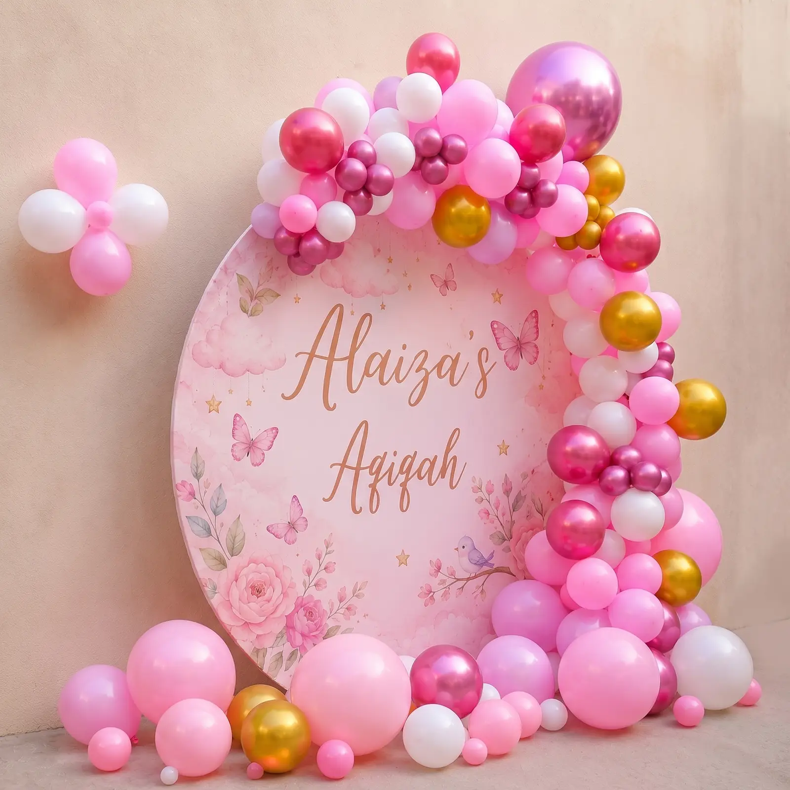 Aqiqah Ceremony Ring Backdrop Decoration with customized ring backdrop with stand — photo 2