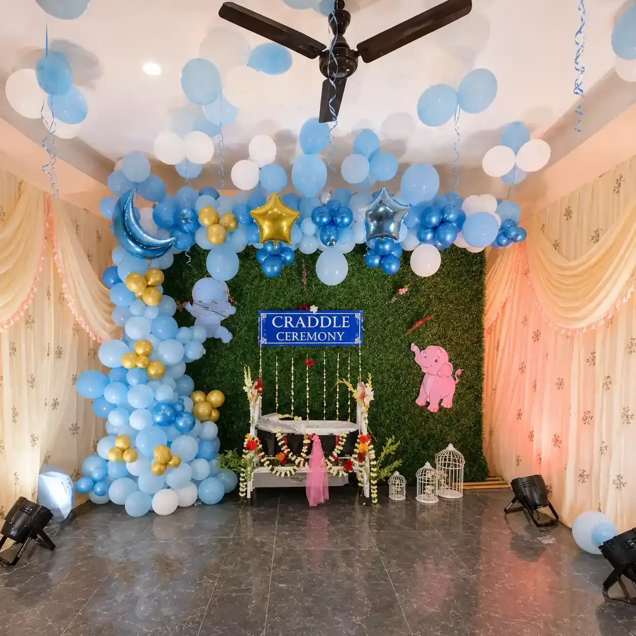 Baby Cadle Ceremony Backdrop with green backdrop with stand (8*8 feet) — photo 3