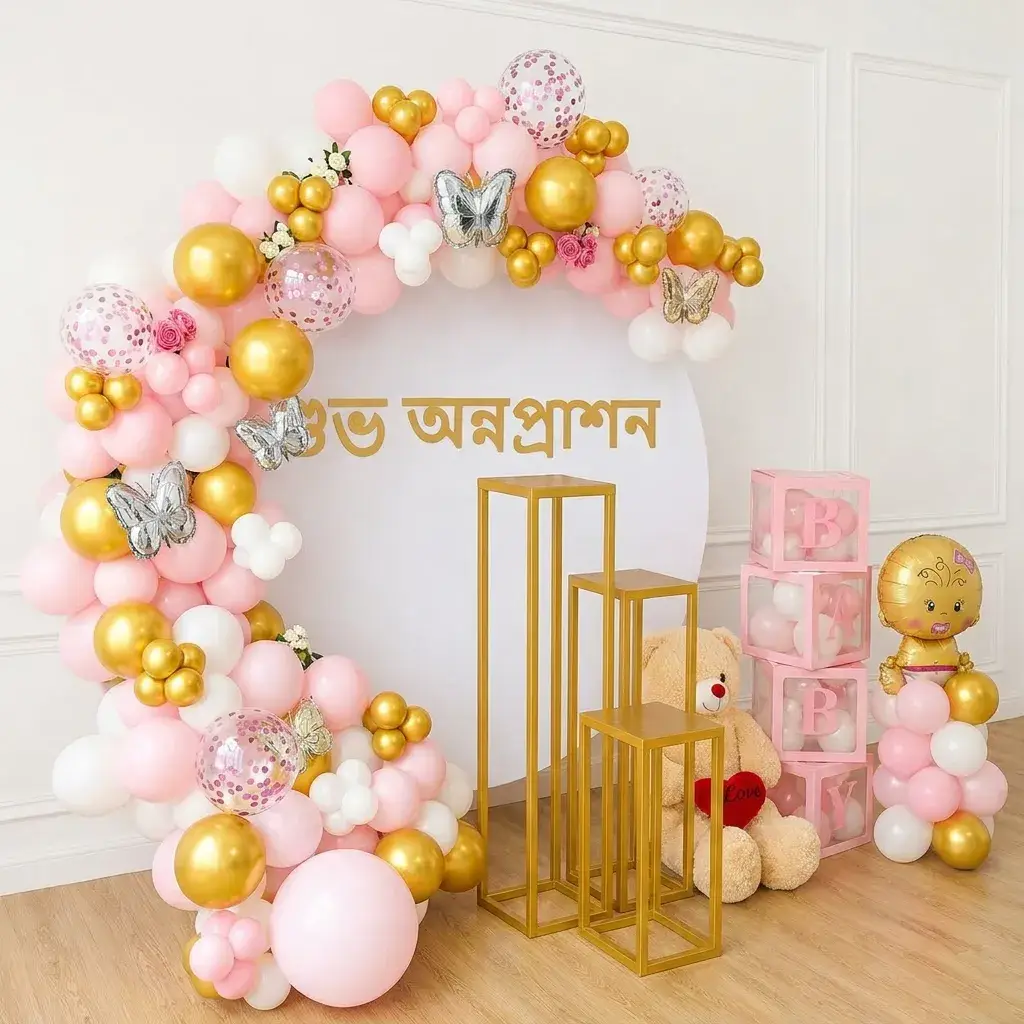 Bengali Annaprashan Decoration for Ceremony with customized round backdrop (7*7 feet) — photo 2