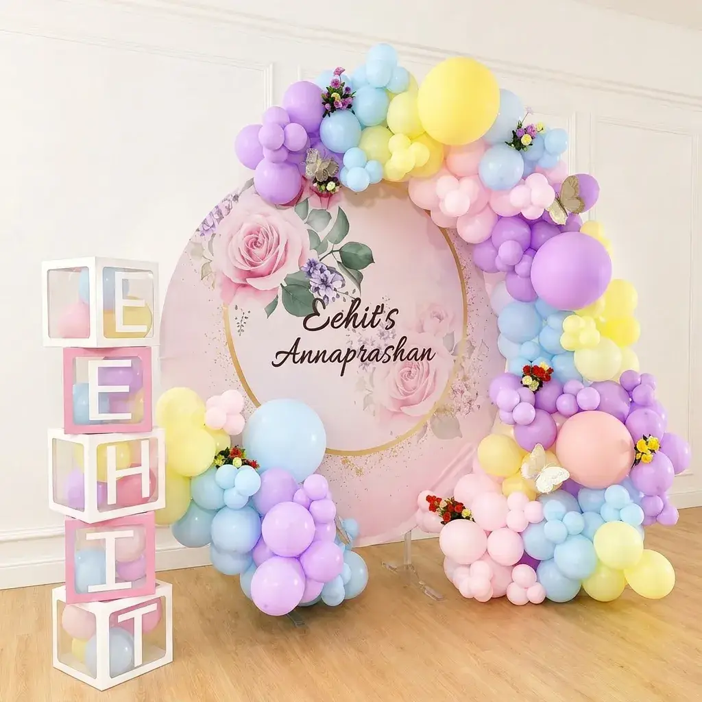 Customized Annaprashan Backdrop Ceremony decoration with customized backdrop with stand (8*8 feet) — photo 3